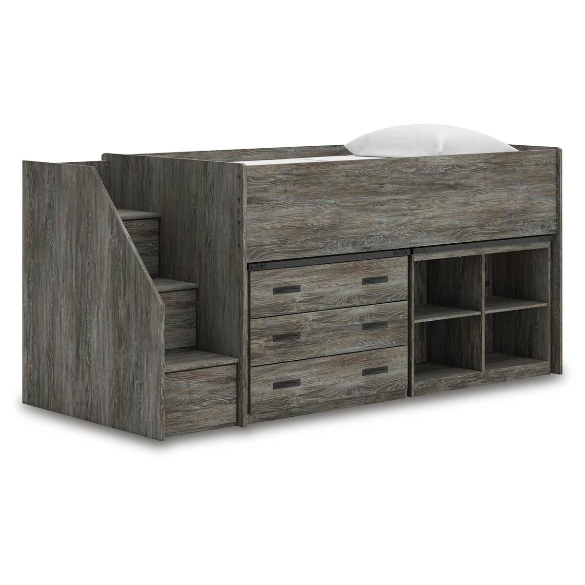 70f905a56758744aae99b6f5d8c9d9ed Frandern Twin Loft Bed with Bookcase and Drawer Storage - Image 1