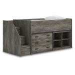 Frandern Twin Loft Bed with Bookcase and Drawer Storage