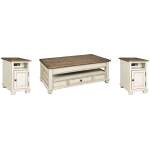 Realyn Coffee Table and 2 Chairside End Tables