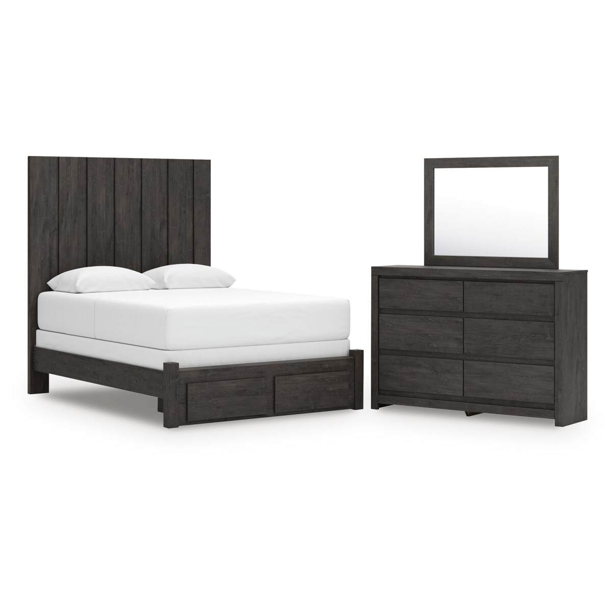 716e4e055e96b77ca7766845af6482e8 Fraluna Queen Panel Storage Bed, Dresser and Mirror - Image 1