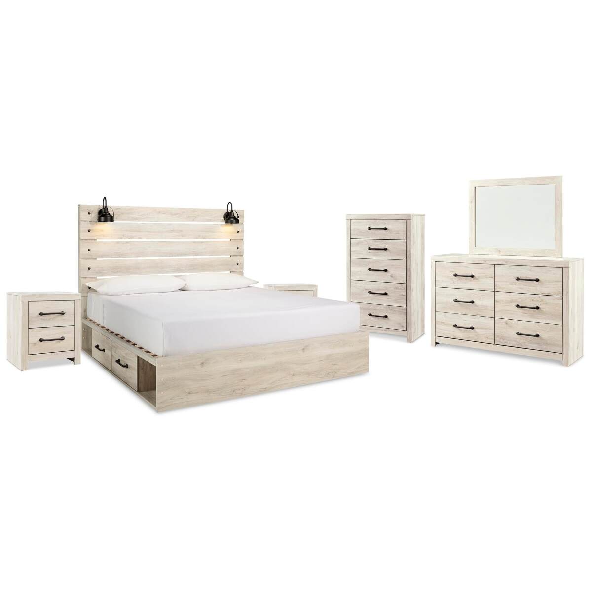 718e7c7a387e29e580304a3607b73d9f Cambeck King Panel Bed with Storage, Dresser, Mirror, Chest and 2 Nightstands - Image 1