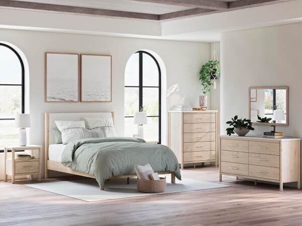 Cadmori Queen Upholstered Panel Bed, Dresser and Nightstand - Image 20