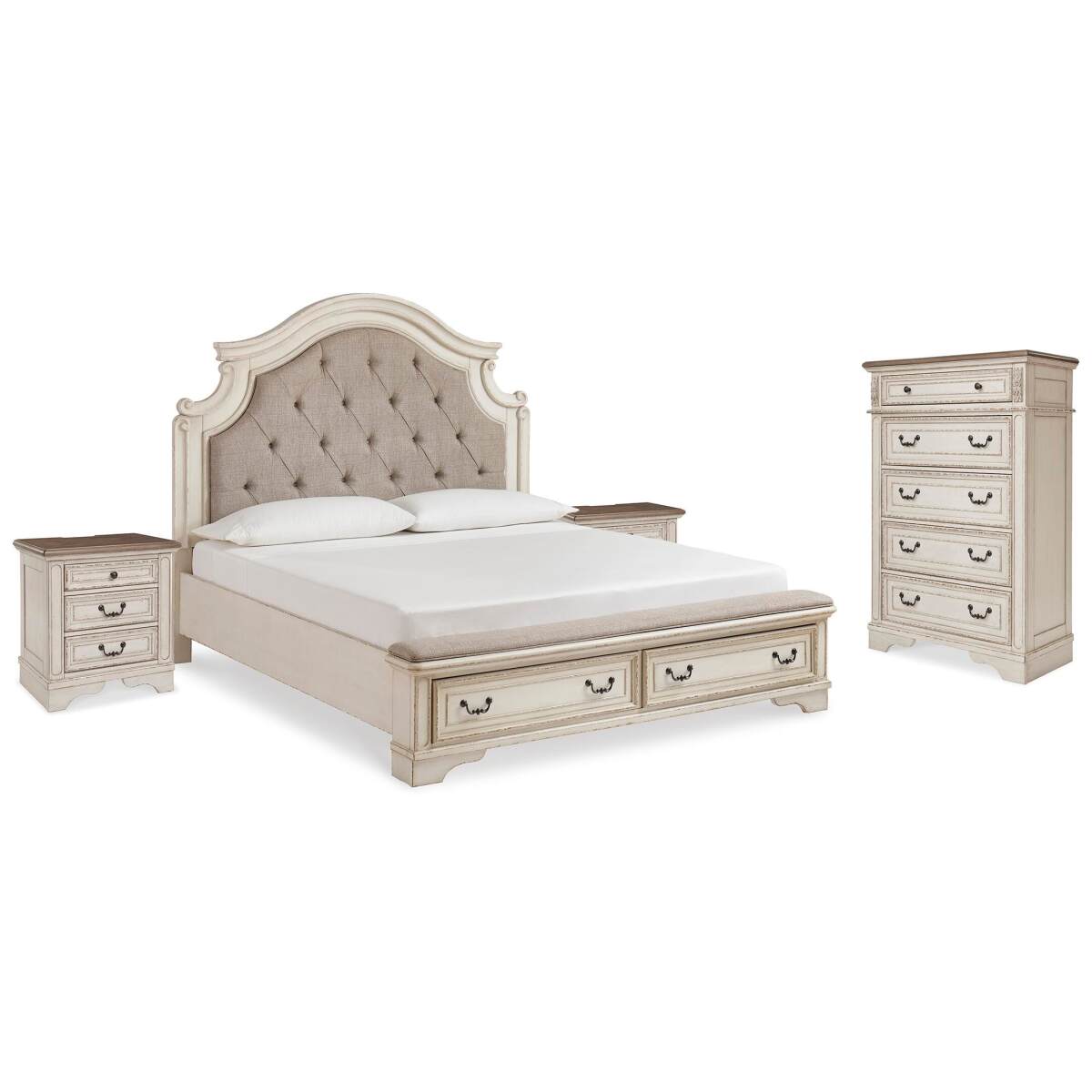 73062967c134b09f0cf796bf4003a896 Realyn King Storage Bed, Chest and 2 Nightstands - Image 1