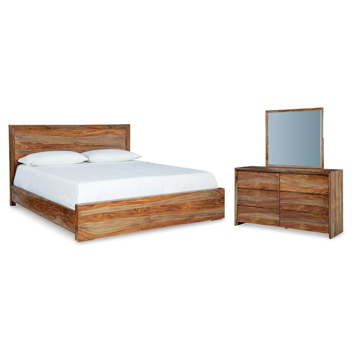 732beeaec8b0ba9793b68fa8c82f128a Dressonni Queen Panel Bed, Dresser and Mirror - Image 1