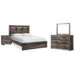 Drystan Queen Bookcase Bed, Dresser, Mirror and Nightstand