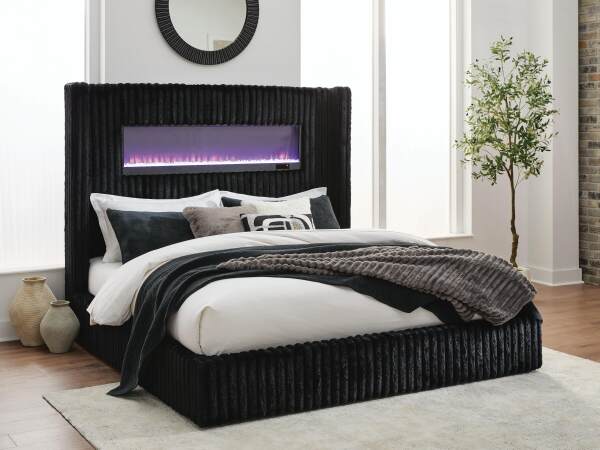Tayleena Queen Upholstered Bed with Fireplace and Wireless Audio - Image 11