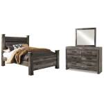 Wynnlow Queen Upholstered Poster Bed, Dresser and Mirror