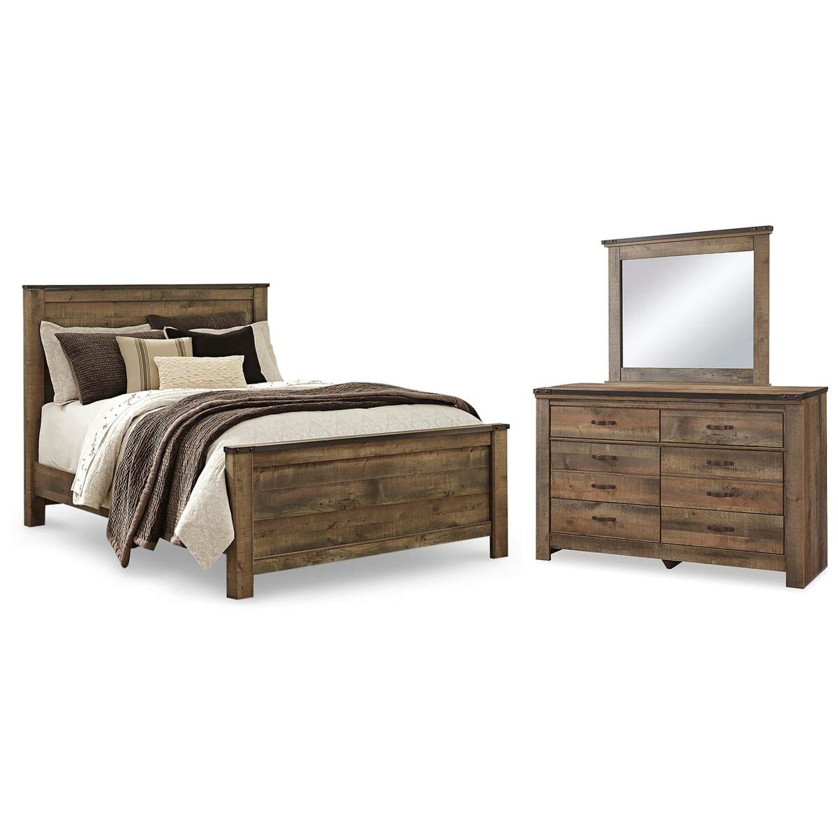 74d2bf433b033c31d2b7505d4b94213d Trinell Queen Panel Bed, Dresser and Mirror - Image 1