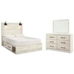 Cambeck Queen Panel Bed with Storage, Dresser and Mirror