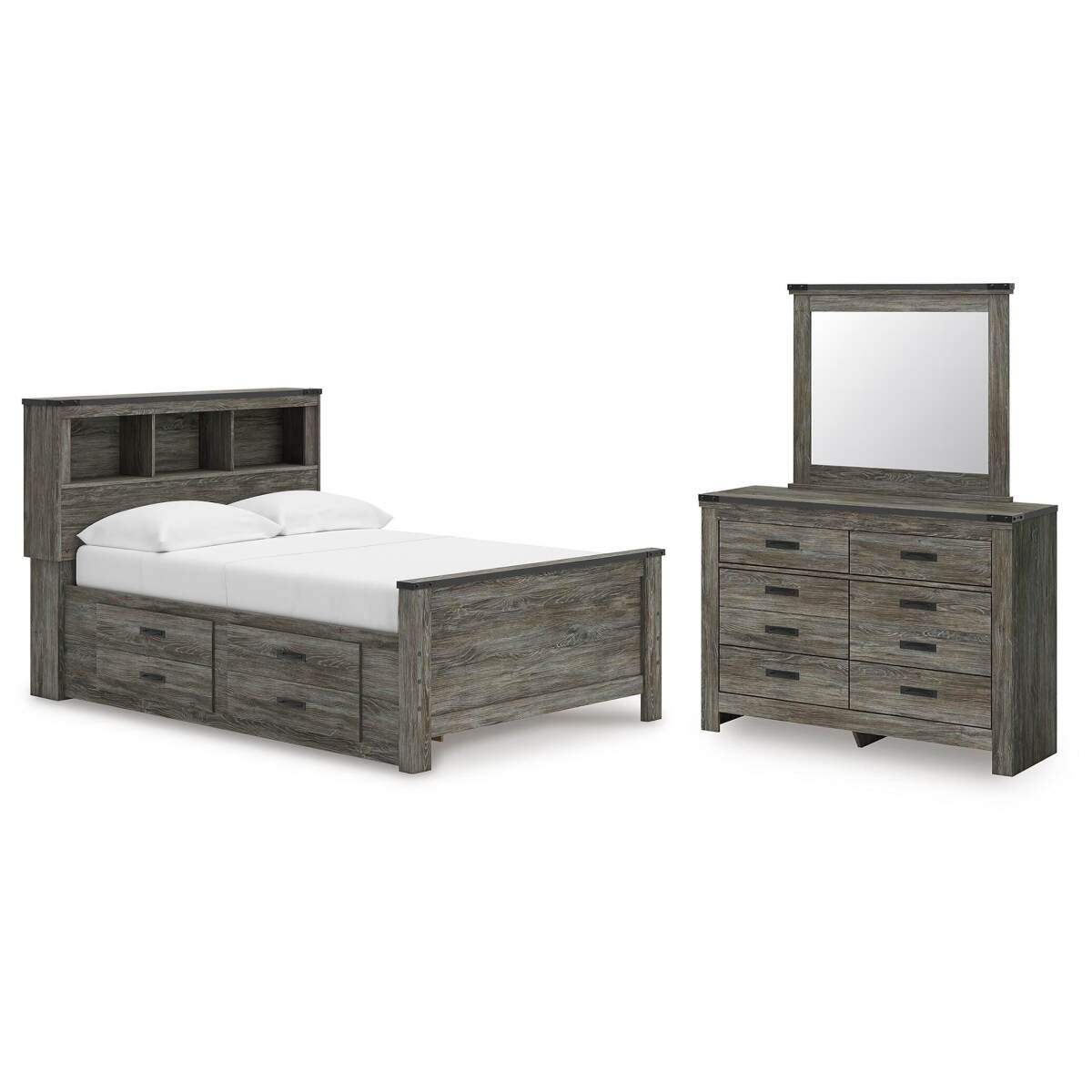 75bc0d6bbd05867003feb30154ab2b4e Frandern Full Bookcase Bed with Storage, Dresser and Mirror - Image 1