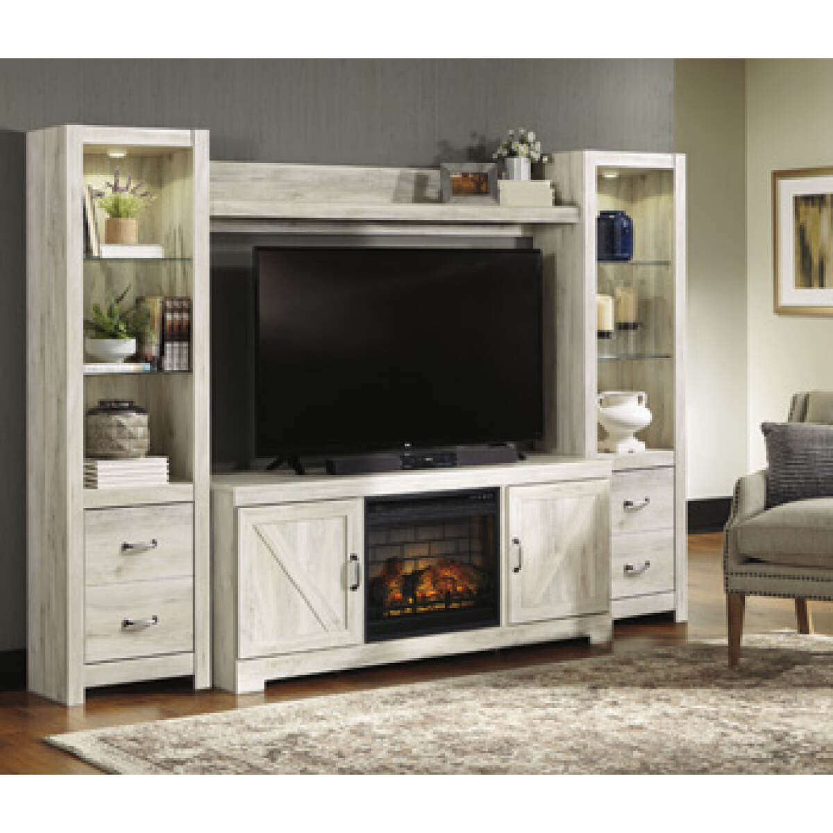 766416ec9eb608b7190b6ee73f5a450c Bellaby 4-Piece Entertainment Center with Electric Fireplace - Image 1