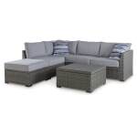 Petal Road Outdoor Loveseat Sectional/Ottoman/Table Set (Set of 4) - Image 2