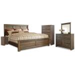 Juararo California King Panel Bed, Dresser, Mirror, Chest and Nightstand