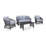 Bridges Beach Outdoor Love/Chairs/Table Set (Set of 4)