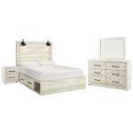 Cambeck Queen Panel Bed with Storage, Dresser and Mirror
