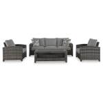 Oasis Court Outdoor Sofa/Chairs/Table Set (Set of 4) - Image 4