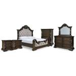 Maylee King Upholstered Bed, Dresser, Mirror, Chest and 2 Nightstands