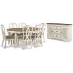 Realyn Dining Table and 6 Chairs with Server