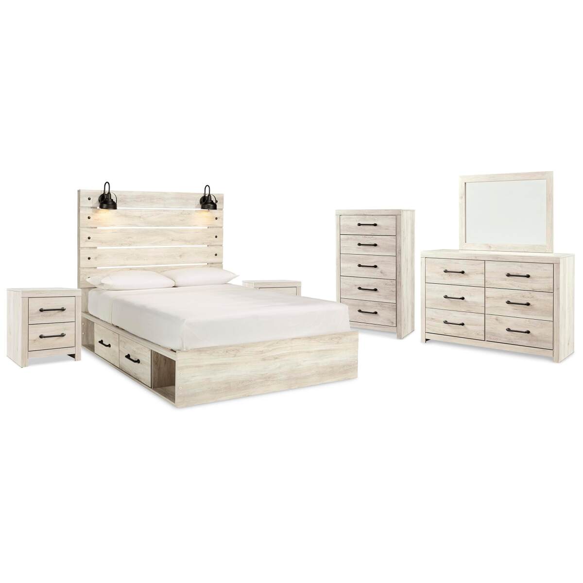 7a72b0ad0f7a005db47f561f62dacf8a Cambeck Queen Panel Bed with Storage, Dresser, Mirror and 2 Nightstands - Image 1
