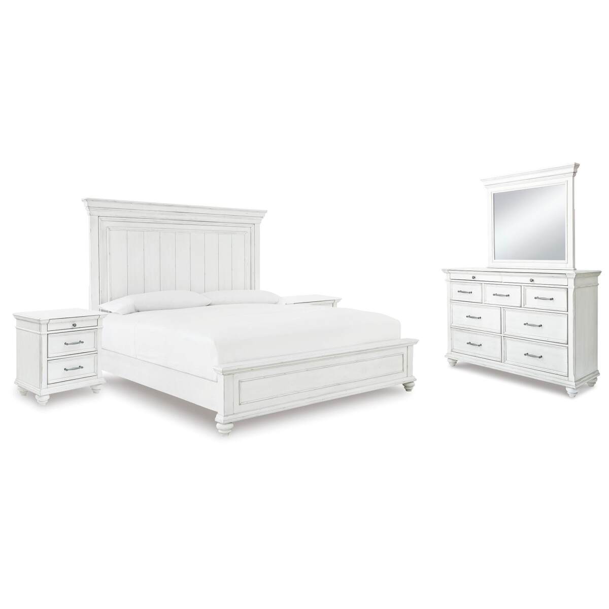 7a98bd1621f02b1870be6a2cb65fc80a Kanwyn King Panel Bed, Dresser, Mirror and 2 Nightstands - Image 1