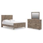 Rusticott Queen Panel Bed, Dresser and Mirror
