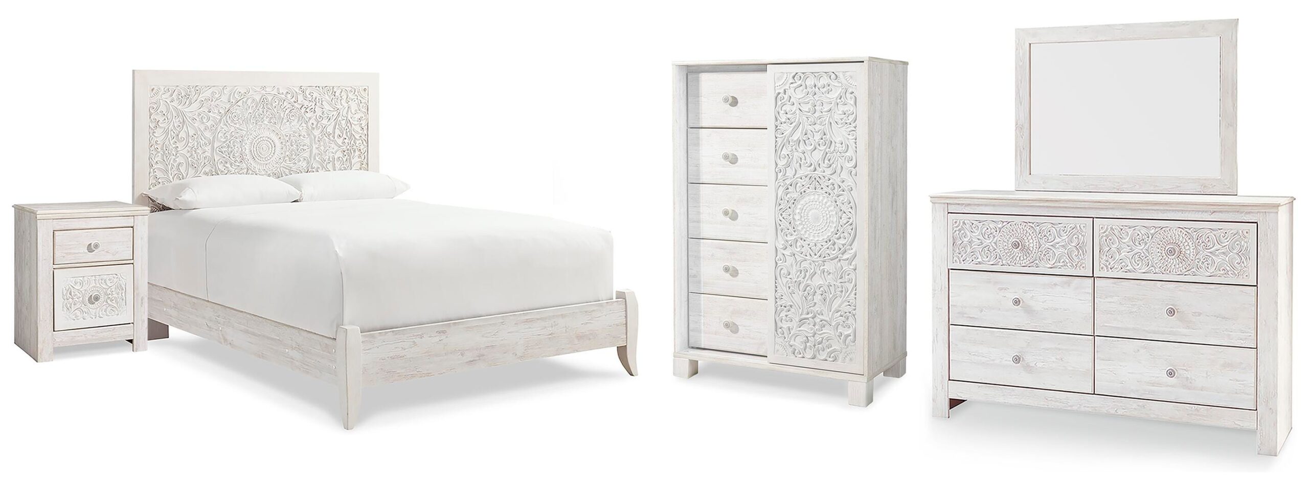 7b645cd27f61df3c2e49d75d0b75b121 Paxberry Queen Panel Bed, Dresser, Mirror, Chest and Nightstand - Image 1