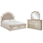 Realyn King Upholstered Bed with Dresser and Mirror