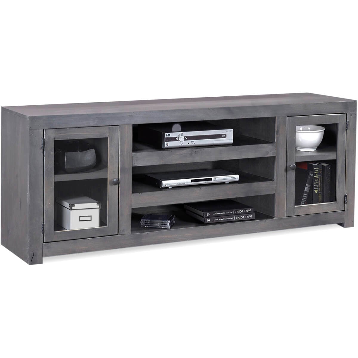 7bd2d663a50ecabd85953a62375de9e4 Contemporary Alder 72" Console W/ Doors DL1073-GRY - Image 1