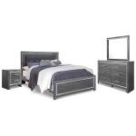 Lodanna King Upholstered Panel Bed, Dresser, Mirror and Nightstand