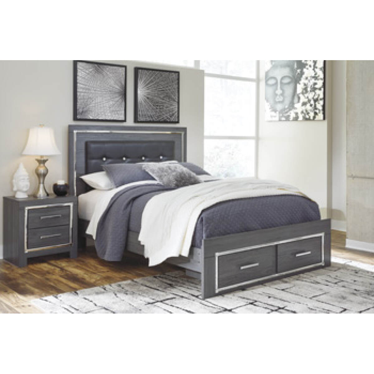 7ef52eb193914192d98fbeff024ff6c4 Lodanna Queen Panel Bed with 2 Storage Drawers - Image 1