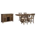 Moriville Counter Height Dining Table, 4 Barstools and Server - Image 2
