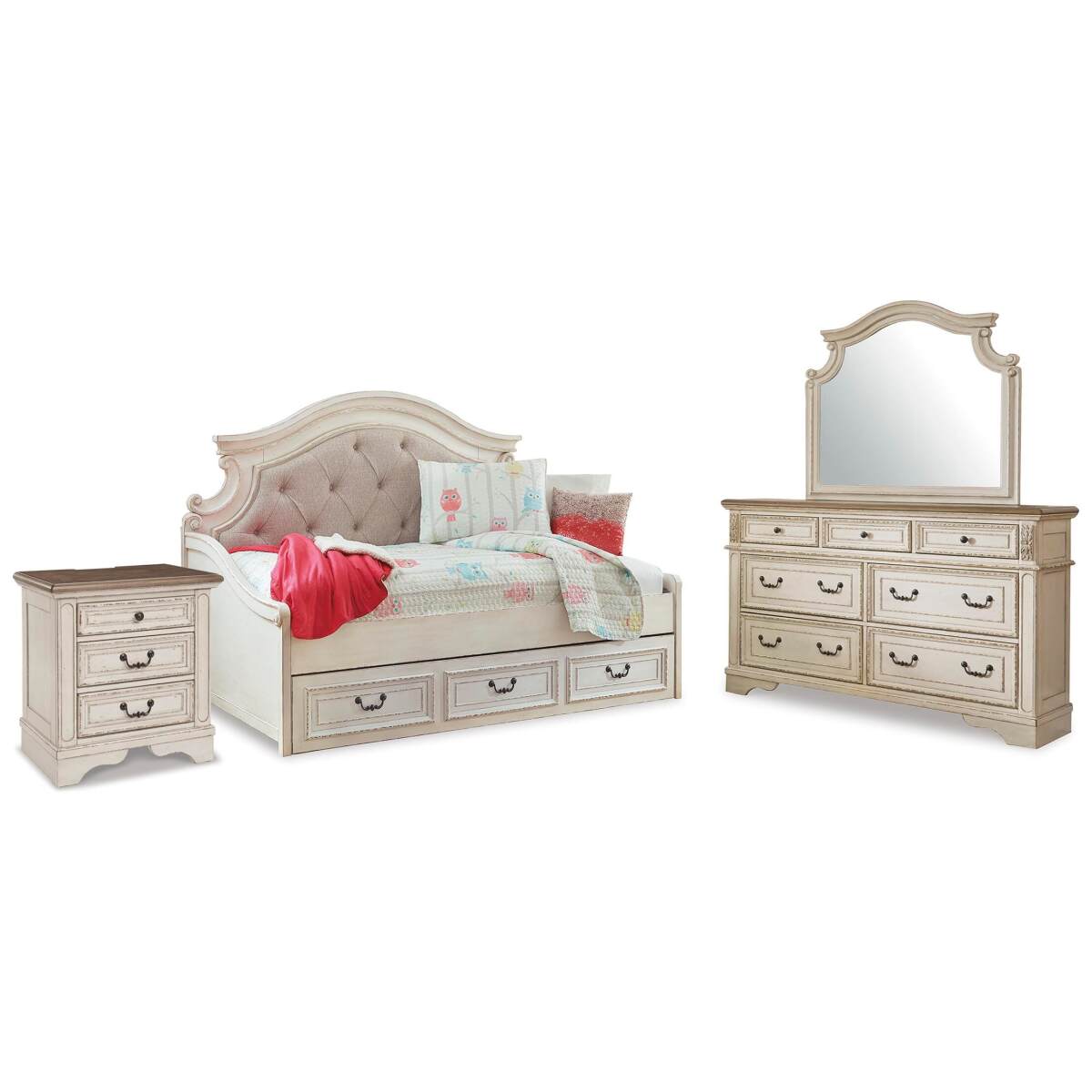 80b60071d64d27d9e830329149afa187 Realyn Twin Day Bed with Storage, Dresser, Mirror and Nightstand - Image 1