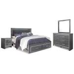 Lodanna King Panel Storage Bed with Mirrored Dresser and Nightstand