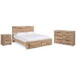 Hyanna King Panel Storage Bed with Dresser and Nightstand