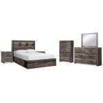 Drystan Queen Bookcase Storage Bed, Dresser, Mirror, Chest and 2 Nightstands