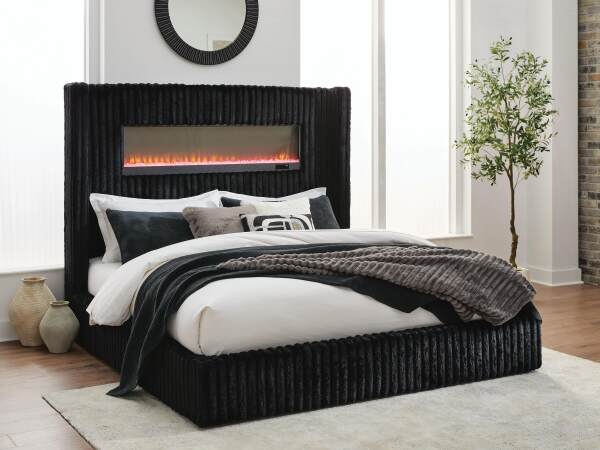 Tayleena Queen Upholstered Bed with Fireplace and Wireless Audio - Image 12