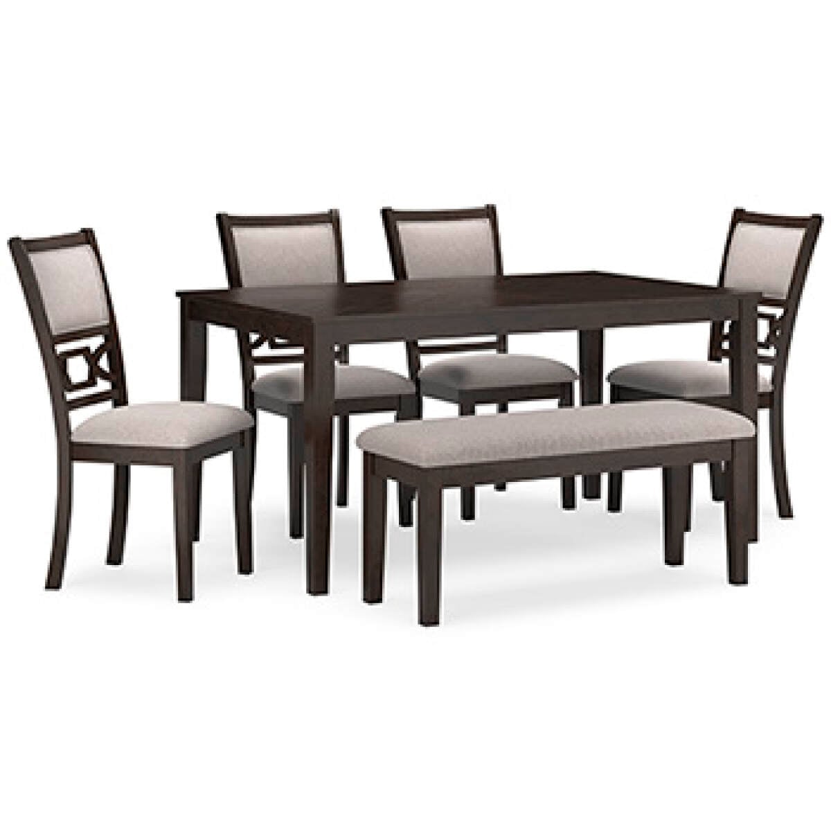 8552bb71bf7cda9a9fe14fc20687bc95 Langwest Dining Table and 4 Chairs and Bench (Set of 6) - Image 1