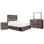 Drystan Queen Panel Bed with Mirrored Dresser and Nightstand