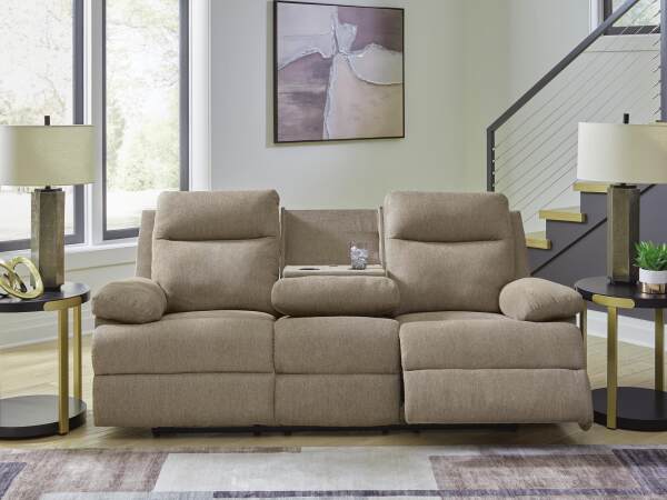 Side-Swipe Reclining Sofa with Drop Down Table - Image 9