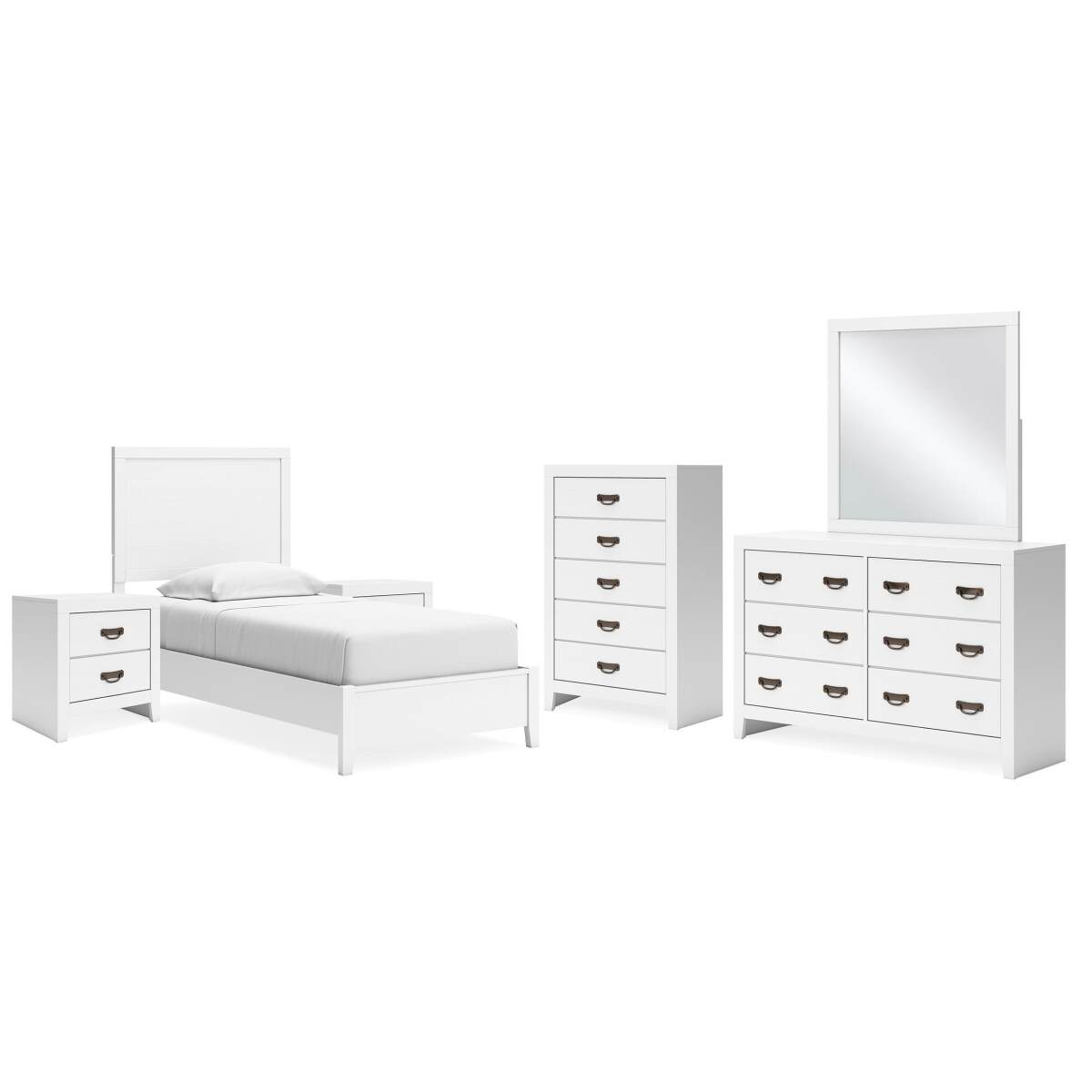 8646b24eac4c6e222e77513feacb5242 Binterglen Twin Panel Bed, Dresser, Mirror, Chest and 2 Nightstands - Image 1
