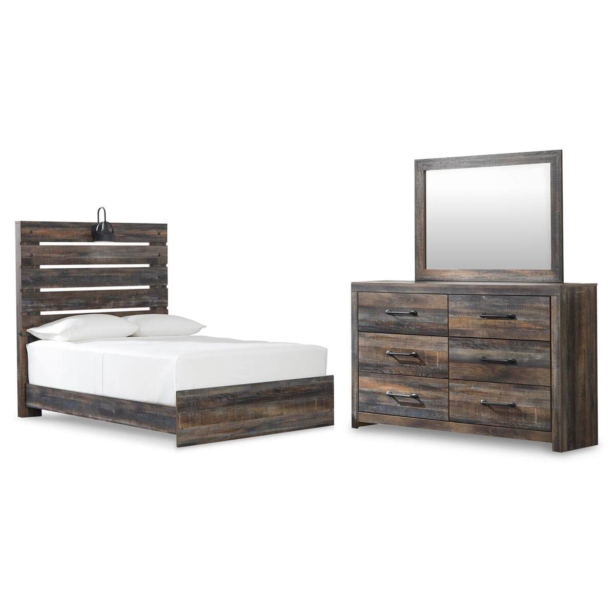 86e98121a257b084b4c704b5d781b1e4 Drystan Full Panel Bed, Dresser and Mirror - Image 1