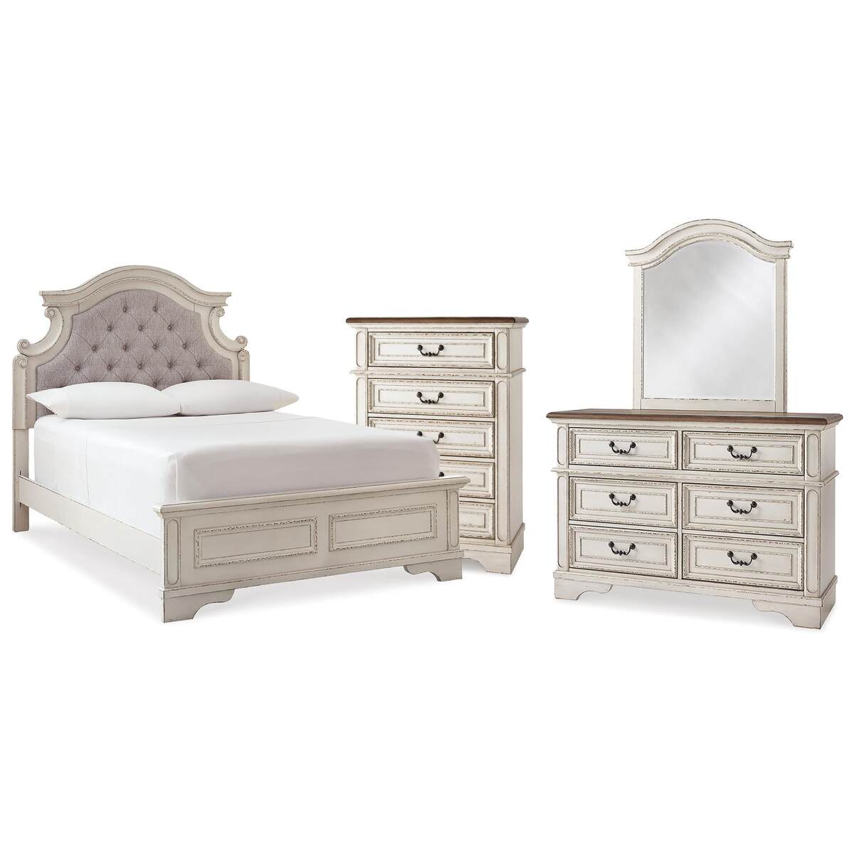 87aa7a7700506da6878809501eb7f94d Realyn Full Panel Bed, Dresser, Mirror and Chest - Image 1