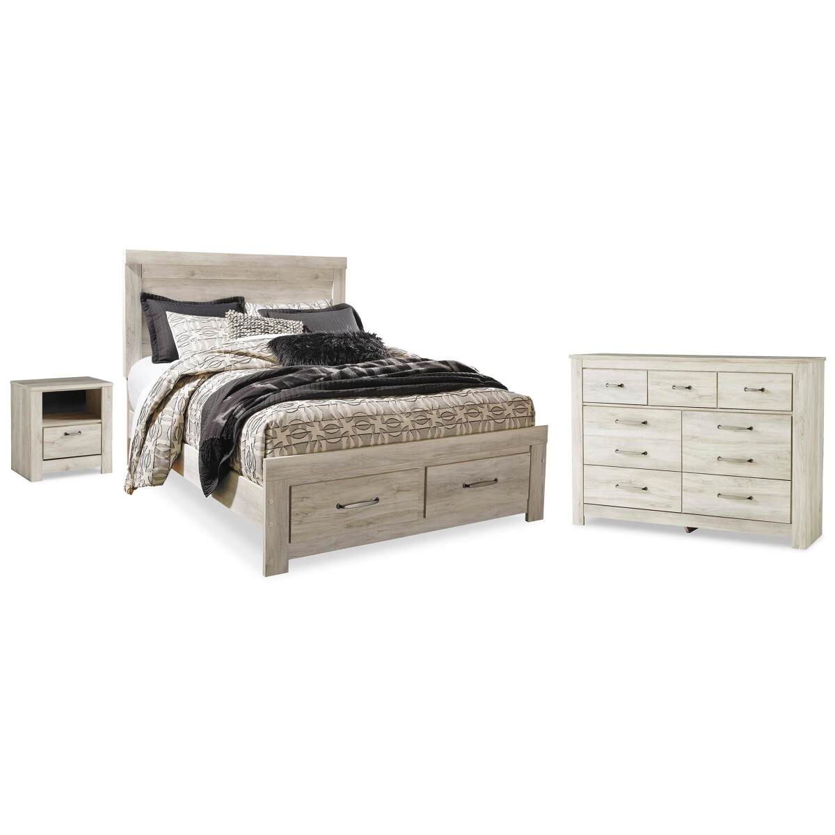 88d943eaab05d1f57e3cd89840b427b1 Bellaby Queen Panel Storage Bed, Dresser and Nightstand - Image 1