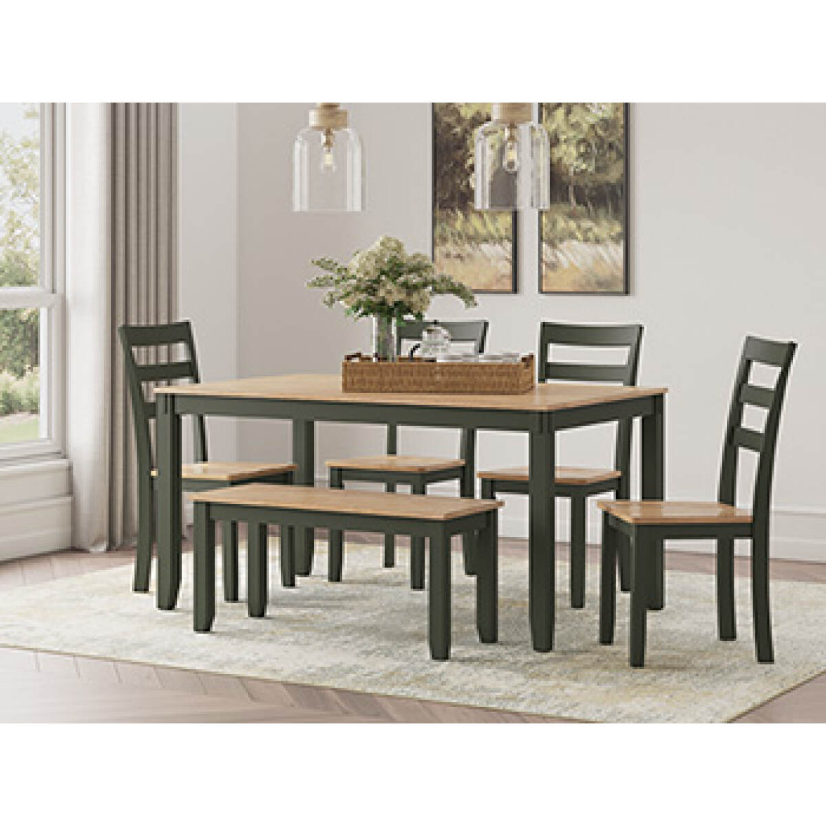8ab4ec9dd47329824d31e1998a141c82 Gesthaven Dining Table with 4 Chairs and Bench (Set of 6) - Image 1
