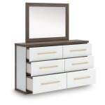 Kendanport Queen Upholstered Platform Bed, Dresser and Mirror - Image 5