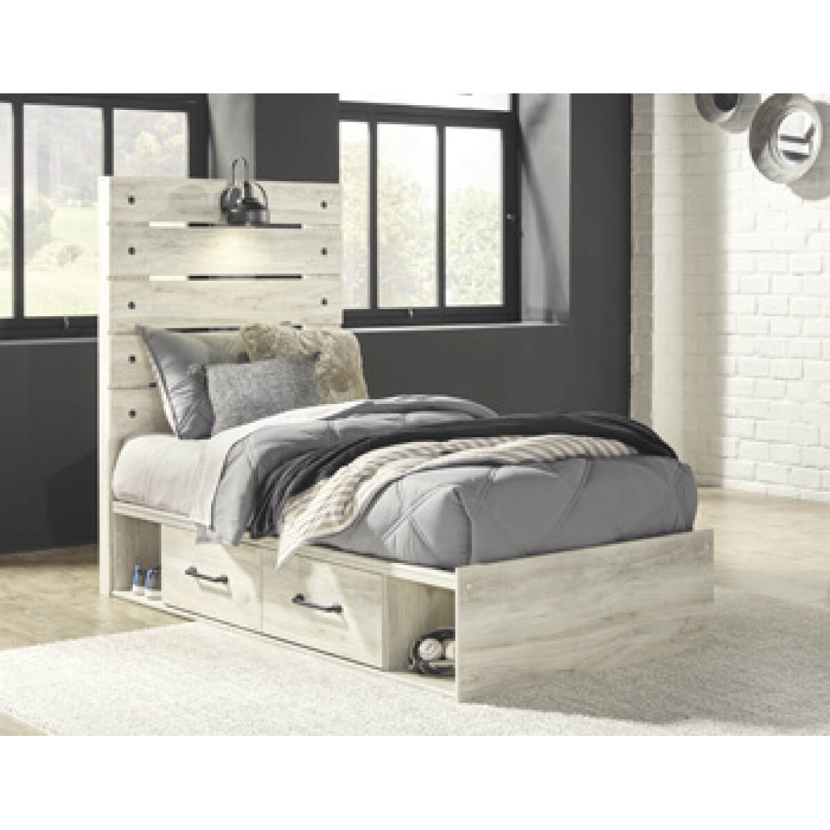 8aeda7fa4173862d25e04ce35043b92b Cambeck Twin Panel Bed with 4 Storage Drawers - Image 1