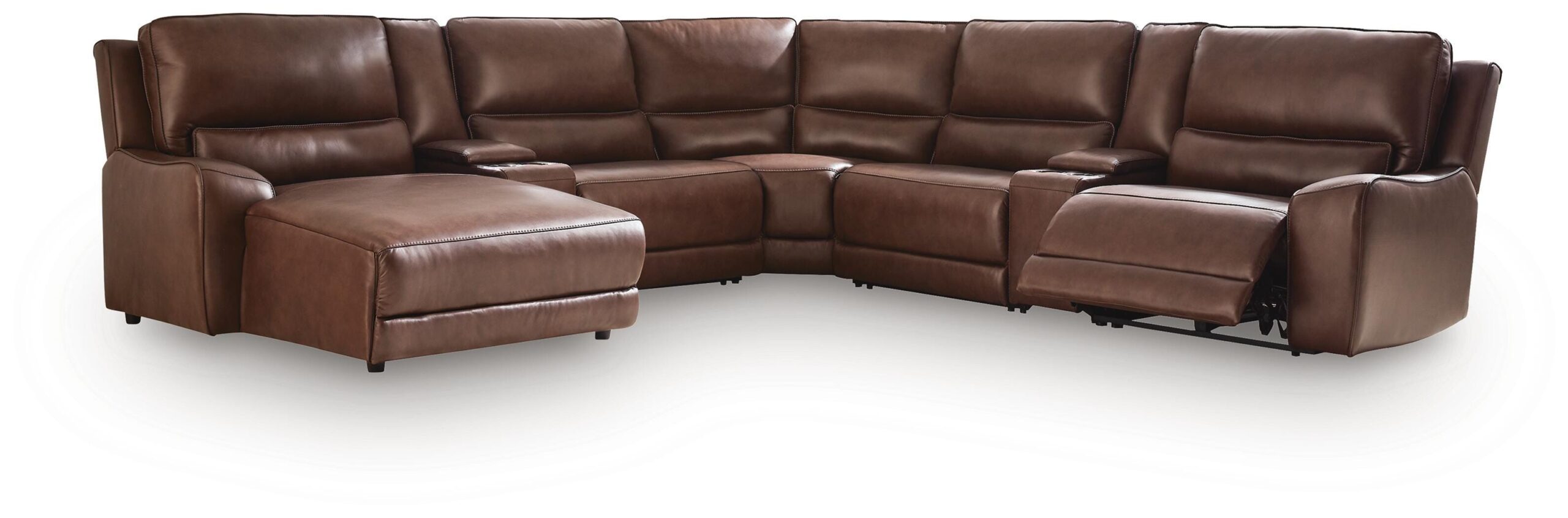 8b53fb1d46559daadc9878bc789241a5 DeepWakes 7-Piece Reclining Sectional with Chaise and Storage Consoles - Image 1