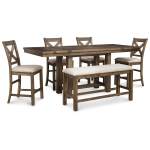 Moriville Counter Height Dining Table with 4 Barstools and Bench - Image 3