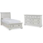 Robbinsdale Twin Sleigh Storage Bed and Dresser
