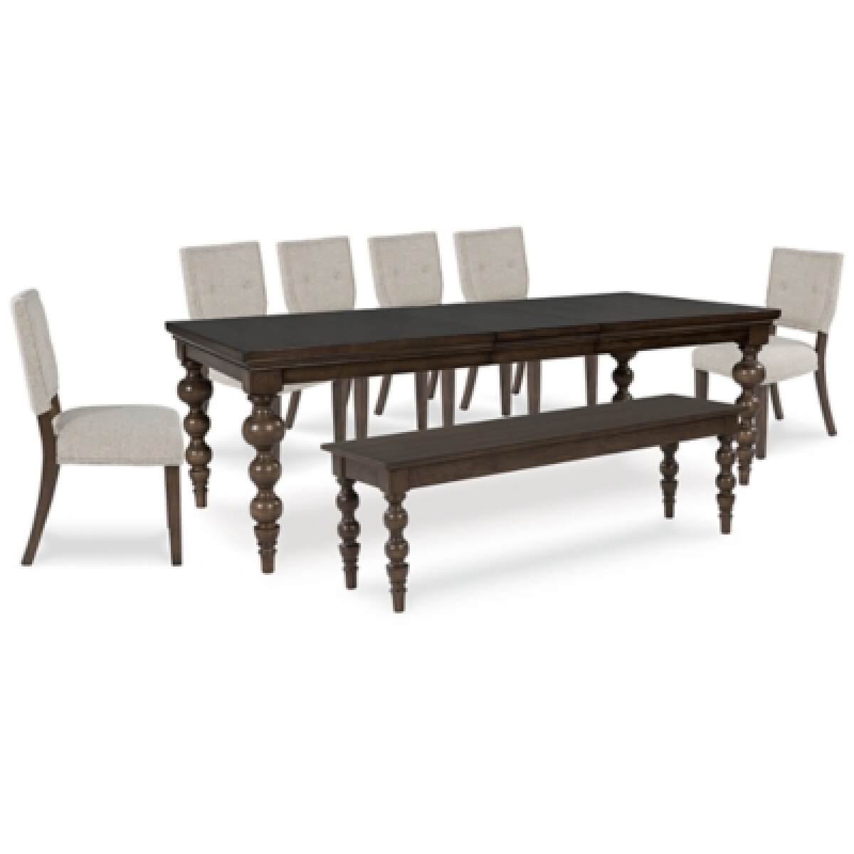 8cb1aee04e7c446ffea8f720ea4662f4 Veramond Dining Table, 6 Chairs and Bench - Image 1
